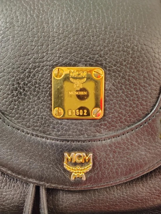 MCM Black Leather Visetos Logo Backpack with Gold Hardware - Picture 5 of 15